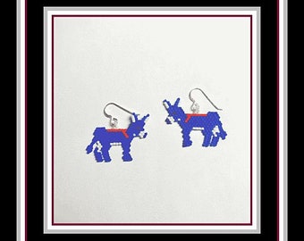 Blue Donkey Hand Beaded Earrings