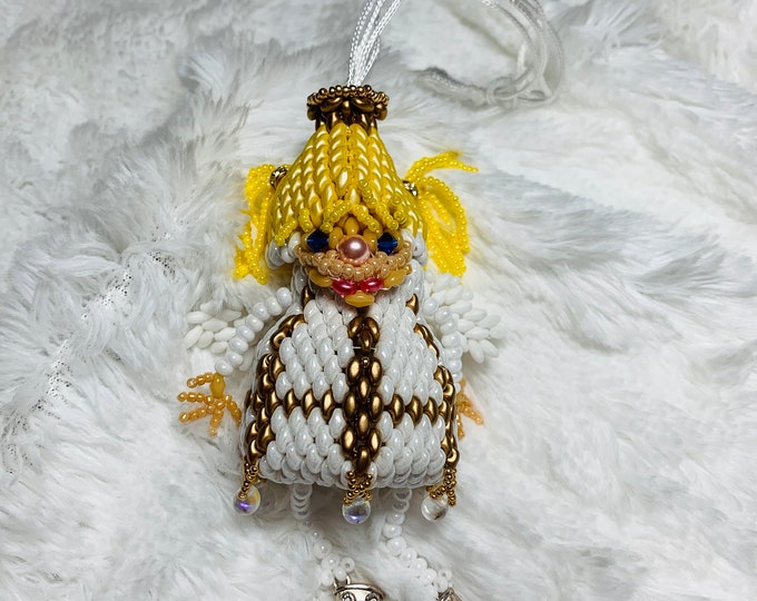 Beaded Angel Mini Vessel Ornament