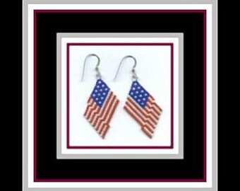 Beaded American Flag Earrings