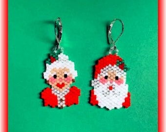 Mr & Mrs Santa Beaded Earrings