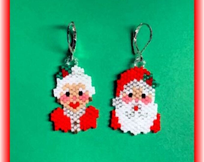 Mr & Mrs Santa Beaded Earrings