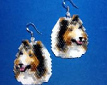 Collie Dog Beaded Earrings