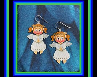 Pigtail Angel Beaded Earrings