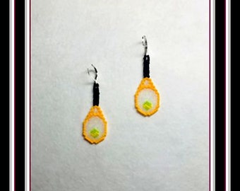 Tennis Racket Beaded Earrings