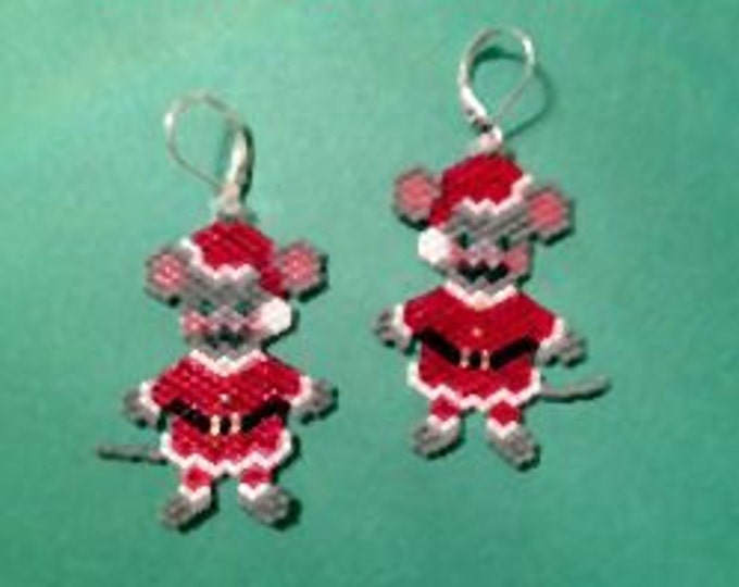 Little Mouse Santa Earring BEAD PATTERN ONLY