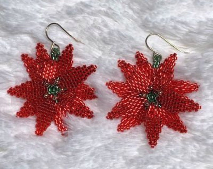 Metallic Red Poinsettia Earrings