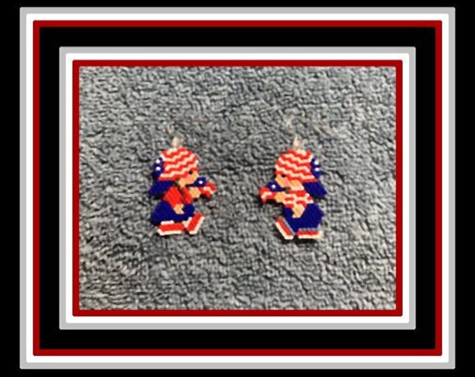 Patriotic Kids Hand Beaded Earrings