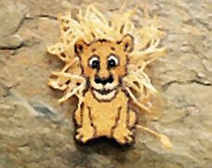 Cartoon Style Beaded Lion Pin