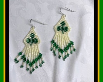 Clover on Yellow Beaded Earrings