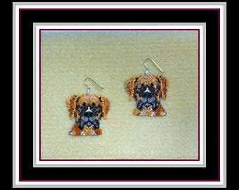Boxer Dog Barkley Beaded Earrings