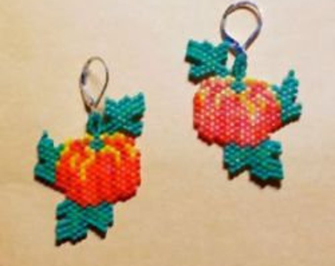 Harvest Pumpkin Beaded Earrings