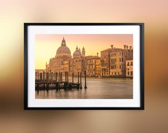 Golden Sunrise Over Venice Grand Canal - Paper Poster Print