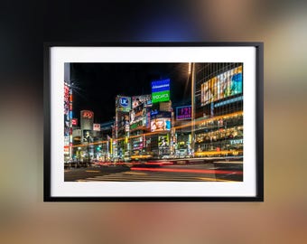 Shibuya Art Wall | Japan Paper Poster print | Tokyo Cityscape | Interior Decor | Travel Photography Gift