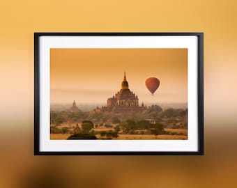Balloon Ride Over Bagan Temples at Sunrise - Paper poster print