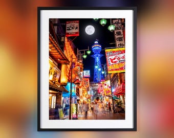 Neon Nights of Osaka - Paper Poster Print