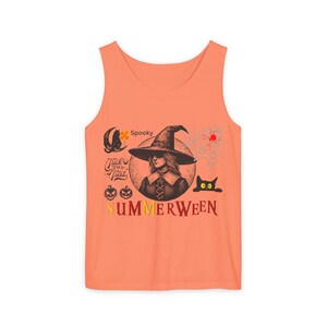 Summerween Tank Top, Unisex Halloween Spooky Shirt, Festive Summer Apparel, Witch Graphic Tee, Comfortable Summer Wear, best gift for party