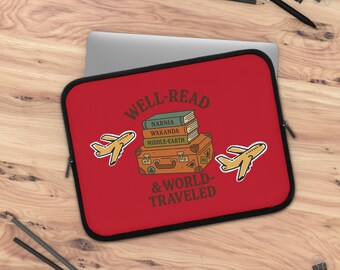 Well-Read & World-Traveled Laptop Sleeve, Travel Accessory, Book Lover's Gift, Literary Laptop Case, Unique Tech Sleeve, Perfect for [...]