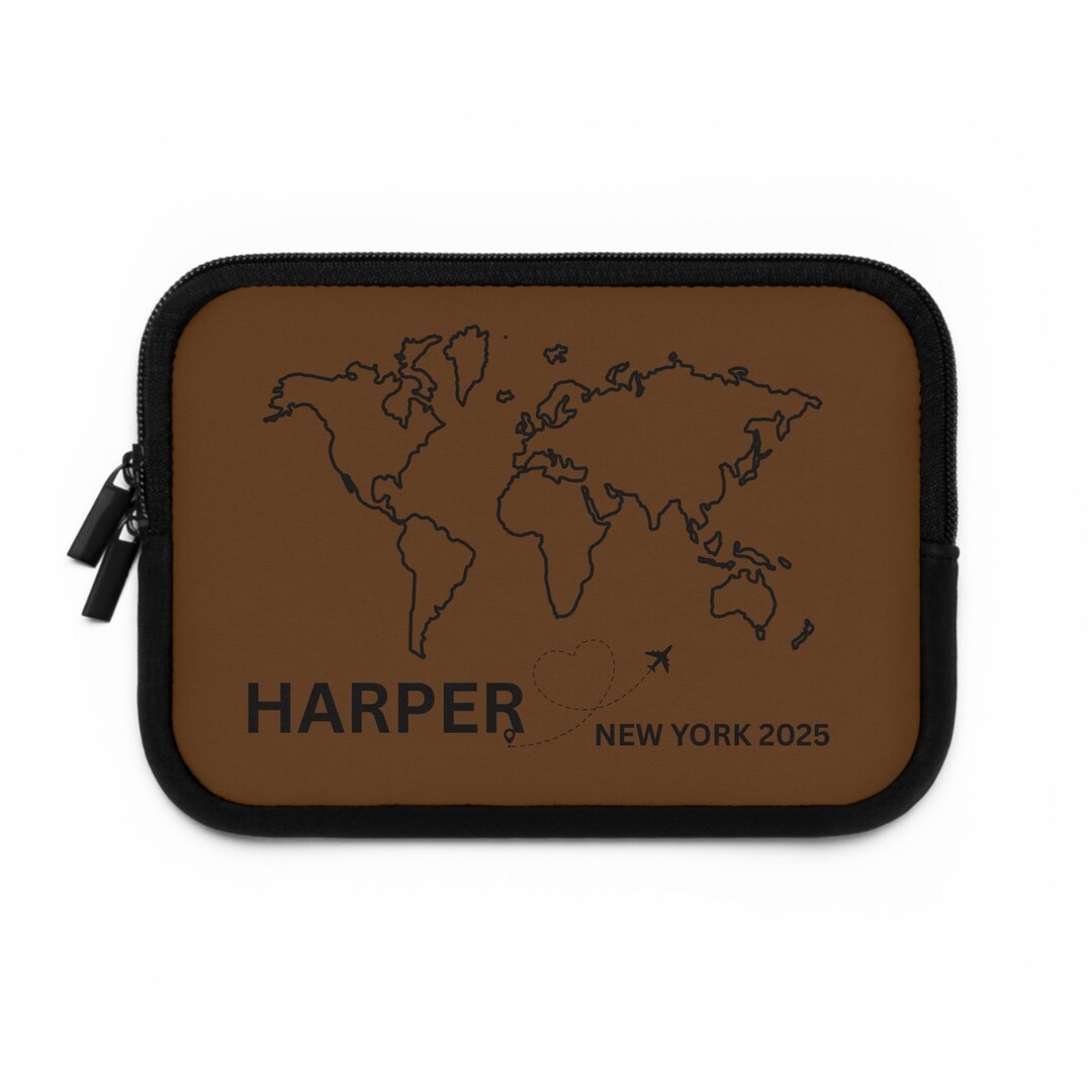 Custom World Map Laptop Sleeve, Personalized Tech Case, Travel Gift ...