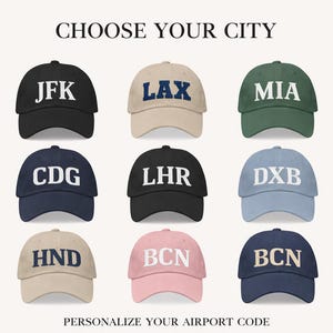 Gepersonaliseerde luchthavencode JFK geborduurde baseballpet klassieke Dad Cap | Reisliefhebber