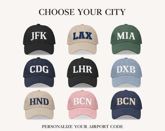 Personalized Airport code JFK  Embroidered Baseball Hat Classic Dad Cap | Travel Enthusiast