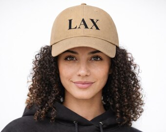 LAX Embroidered Dad Cap | Baseball Hat, Lacrosse Airport codes, represent your city, the perfect gift