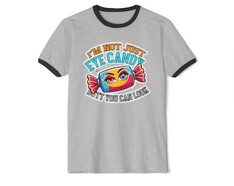 70"s style T-shirt hottest trend right now  I'm Not Just Eye Candy graphic Retro Phrase Tee summer trend
