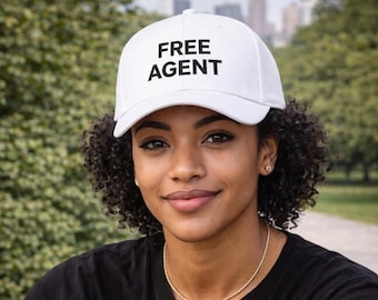 FREE AGENT Dad Cap | Baseball Hat, Embroidered Vintage Lettering, the best gift