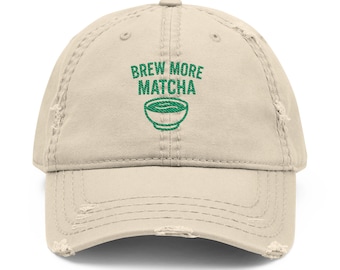 Brew More Matcha Distressed Dad Hat, Embroidered Cap for Tea Lovers, Relaxed Fit Hat, Perfect Gift for Matcha Enthusiasts, Trendy [...]