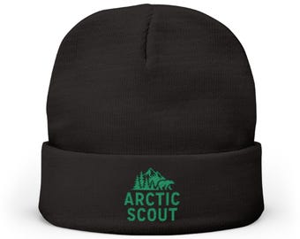 Stylish Knit Beanie for Arctic Explorers, Embroidered Winter Wear, Cozy Gift for Adventurers, Cold Weather Accessory, Outdoor Fashion