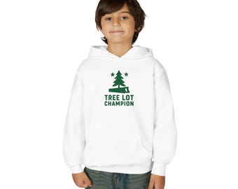 Tree Lot Champion Youth Hoodie | Holiday Sweatshirt, Christmas Gift, Cozy Youth Apparel, Fun Winter Wear, Winter Sports Clothing