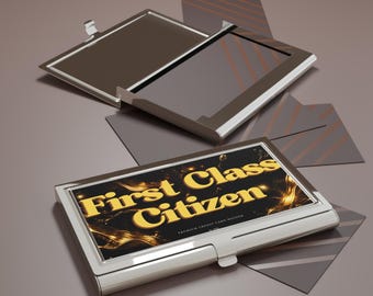 First Class Citizen Business Card Holder | Metallic Gold Swirl Card Case