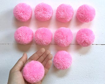 Sweet Pink Big Pom Pom 2 inches, Boho Decor Party Decor yarn pom pom