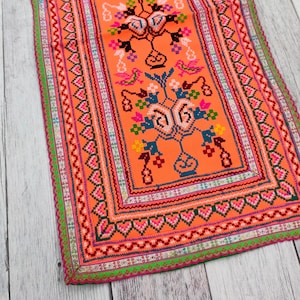 Vintage Hmong Fabric hill tribe, Hand Embroidered Tribal Textile, tribal wall hanging