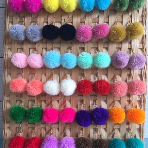 Mini pom pom earrings, 60 colors available, Gifts for her, Everyday earrings, Minimal style earrings, Handmade earrings