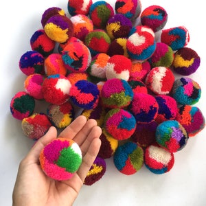 Multi color Big Pom Pom 2 inches, Boho Decor Party Supplies yarn pom pom