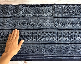 Hmong Indigo Batik Cotton Fabric: Hand Block Print (1 Yard)