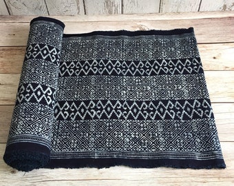 Hmong Indigo Batik Cotton Fabric: Hand Block Print (1 Yard)