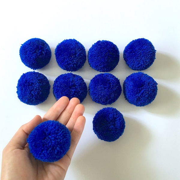 Pompones de hilo azul: Materiales para manualidades de 5 cm, decoración bohemia