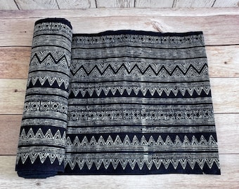 Hmong Indigo Batik Cotton Fabric: Hand Block Print, 1 Yard (14.5" width)