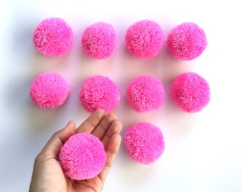 Pink Big Pom Pom 2 inches, Boho Decor Party Decor yarn pom pom
