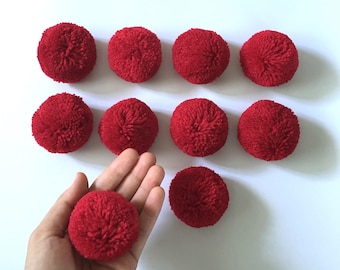 Burgundy Yarn Pom Pom: 2-inch Boho Party Decor