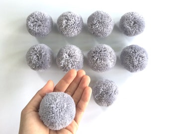 Smoke Gray Big Pom Pom 2 inches, Boho Decor Party Supplies yarn pom pom