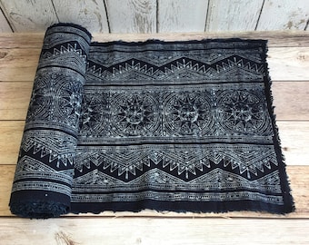 Hmong Indigo Batik Cotton Fabric – Hand-Blocked Wax Resist Textile (1 Yard)