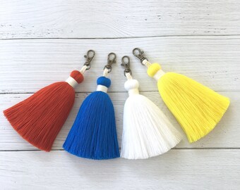 Tassel Pompoms Charm, Tassel bag charm, Handbag decor, Straw Bag tassel charm, Layered tassel charm, Unique Gifts,Gift for Her