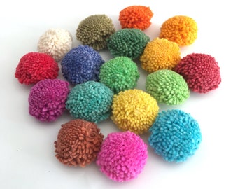 Cotton yarn Pom Poms 1 inch, assorted solid colors, jewelry making, pompom garland, nursery decor, pompon ball, boho decor