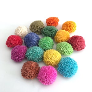 Cotton yarn Pom Poms 1 inch, assorted solid colors, jewelry making, pompom garland, nursery decor, pompon ball, boho decor