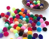 Assorted color yarn Pom Poms 1 inch, decorative ball, jewelry making, pompom garland, nursery decor, pompon ball, party decor, boho decor