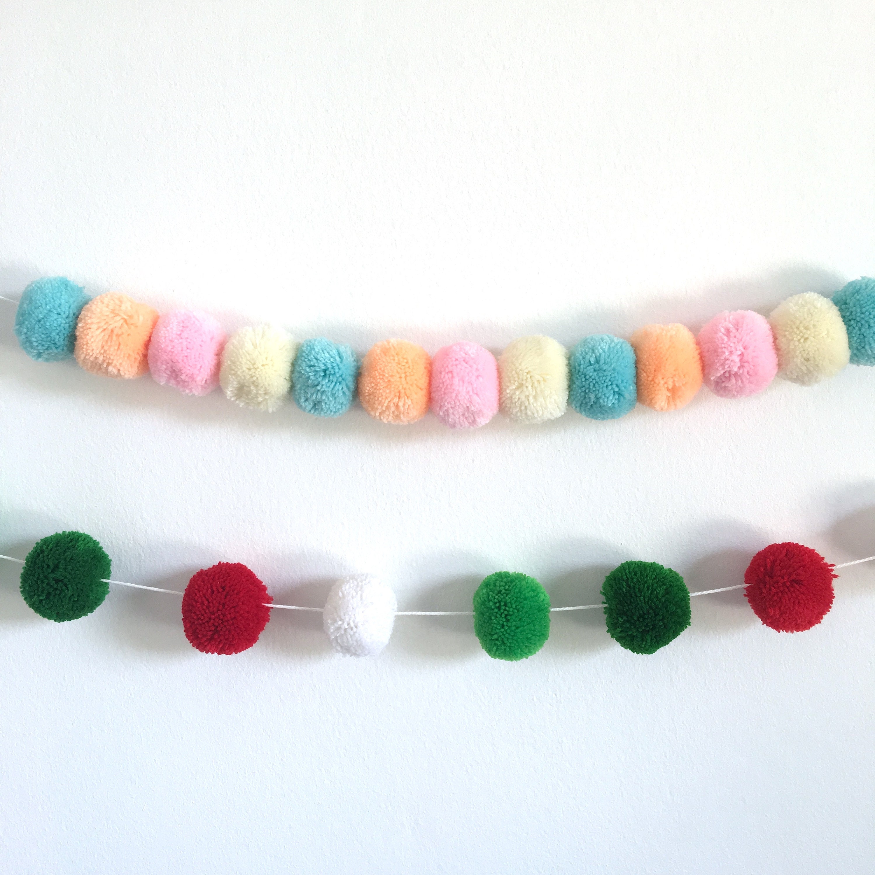Christmas Custom Pom Pom Garland big pom pom pastel color Etsy