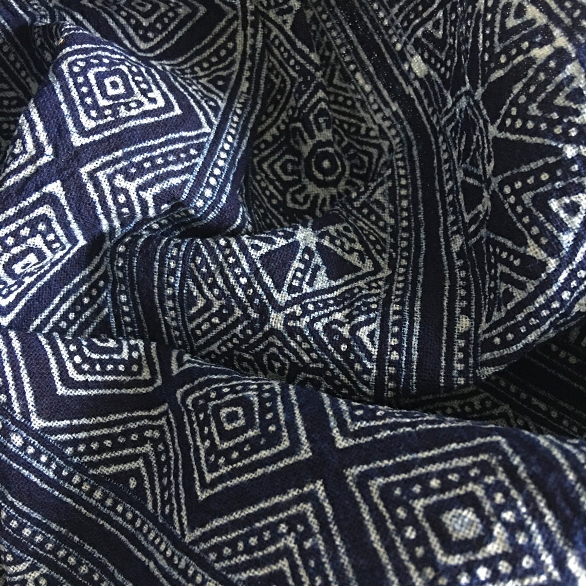 Hmong Indigo Batik Cotton 14.50 width hand block fabric | Etsy