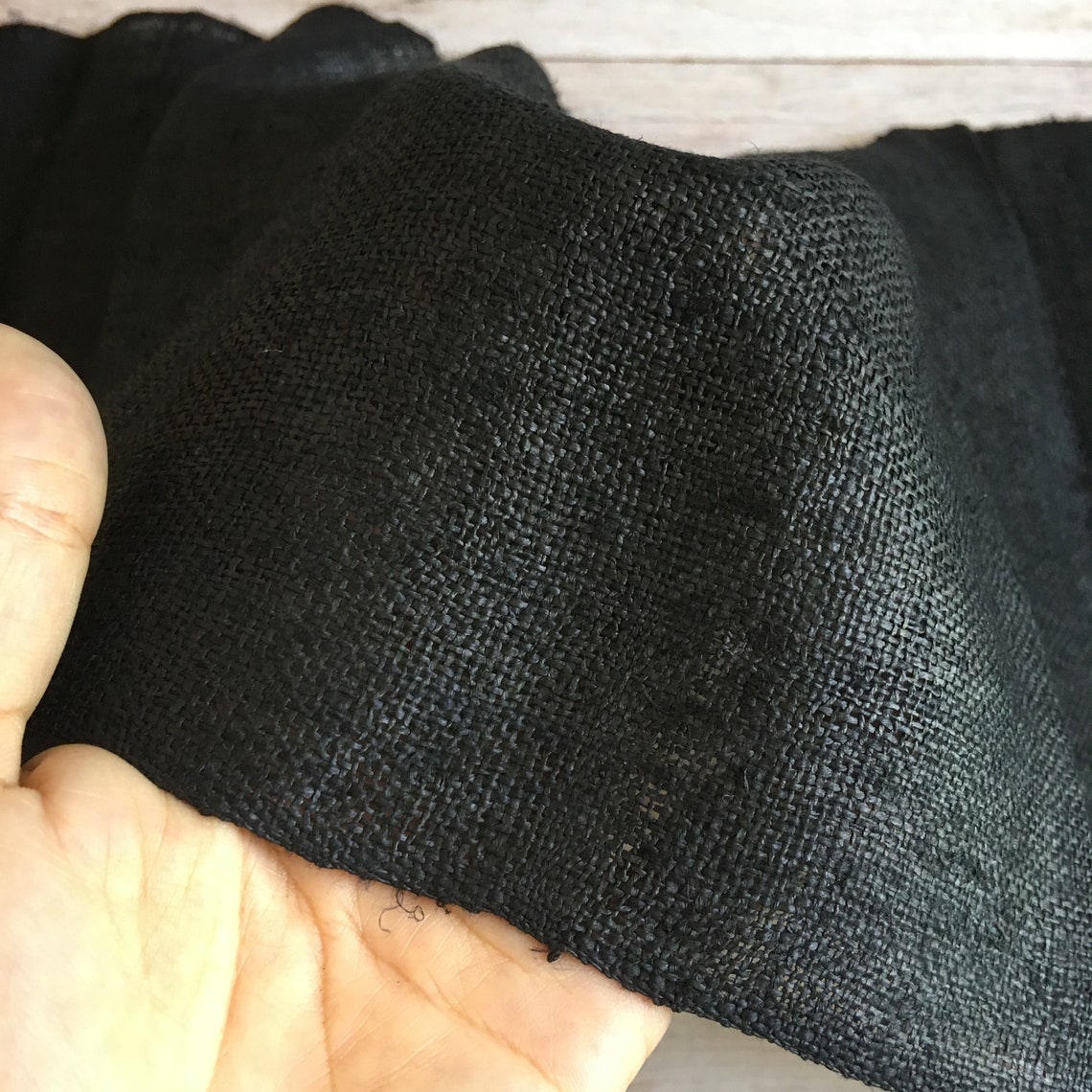 Black Hemp loose weave fabric 12 width Sold by the 1 | Etsy